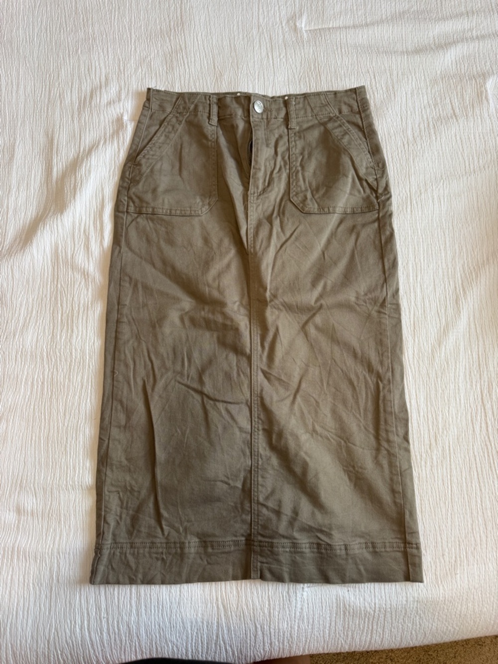 Midi Utility Skirt in Olive Green